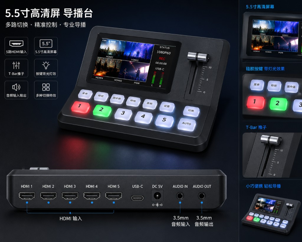 基于 MS1827 的 5.5 寸高清屏导播台设计图
